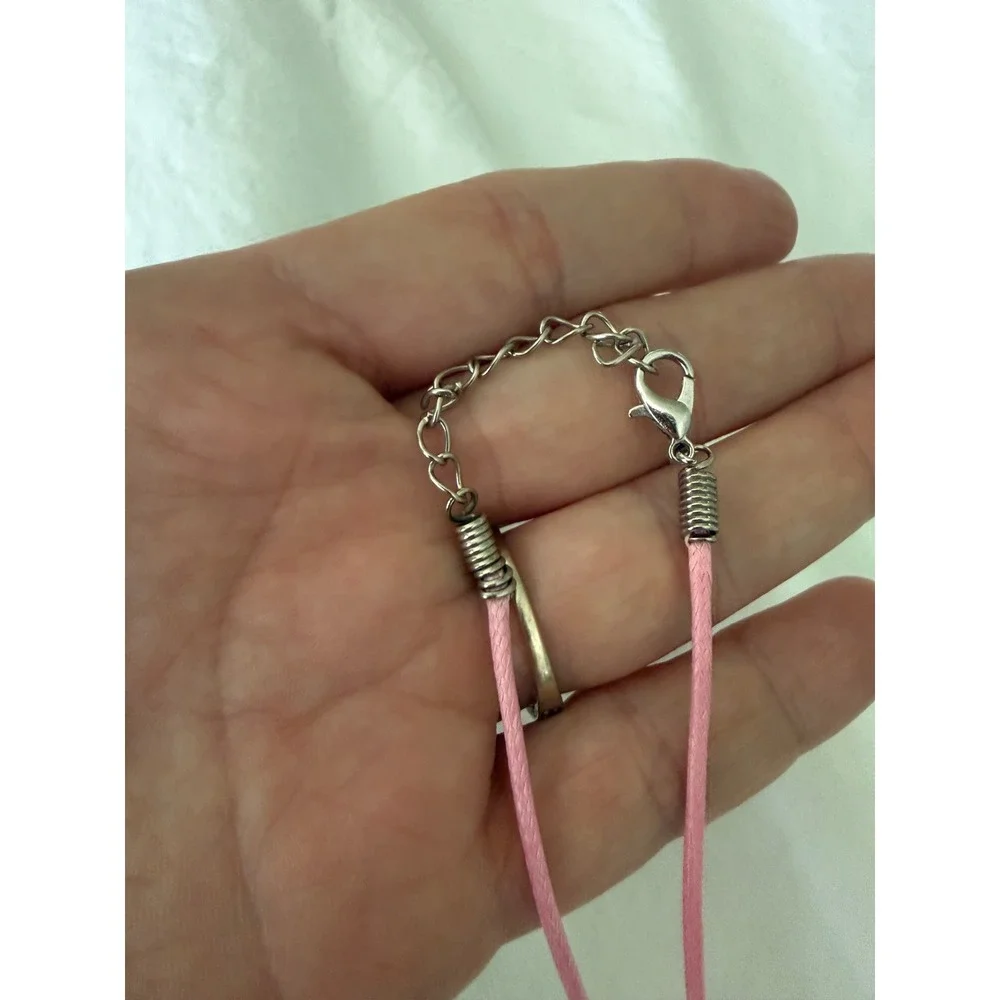 Handmade Pink Candy Charm Necklace Cute Beaded Lollipop Necklace Sweet Kawaii